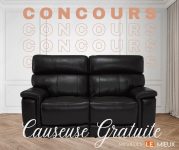 En jeu : CAUSEUSE INCLINABLE MOTORISÉE AVEC TÊTE INCLINABLE EN CUIR NOIR