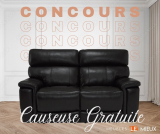 En jeu : CAUSEUSE INCLINABLE MOTORISÉE AVEC TÊTE INCLINABLE EN CUIR NOIR